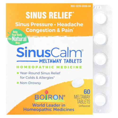 Boiron, SinusCalm®, Sinus Relief, без добавок, 60 таблеток Meltaway