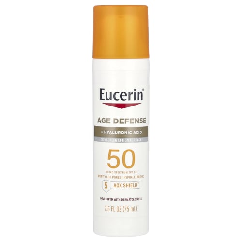 Eucerin, Age Defense, лёгкий солнцезащитный лосьон для лица, SPF 50, без отдушек, 75 мл