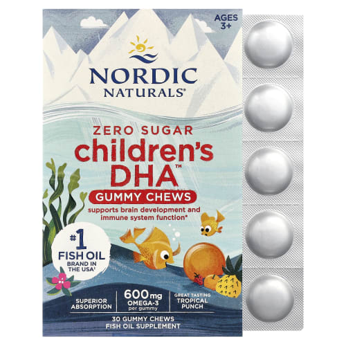 Nordic Naturals, DHA™, жевательные таблетки для детей, от 3 лет, тропический пунш, 30 жева