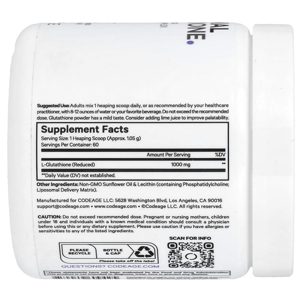 codeage liposomal glutathione iherb Powder, Unflavored, 2.22 oz (63 g) ghk-cu stacking with cjc-1295 skin brightening supplements 尺寸:100 克（3.5 盎司）