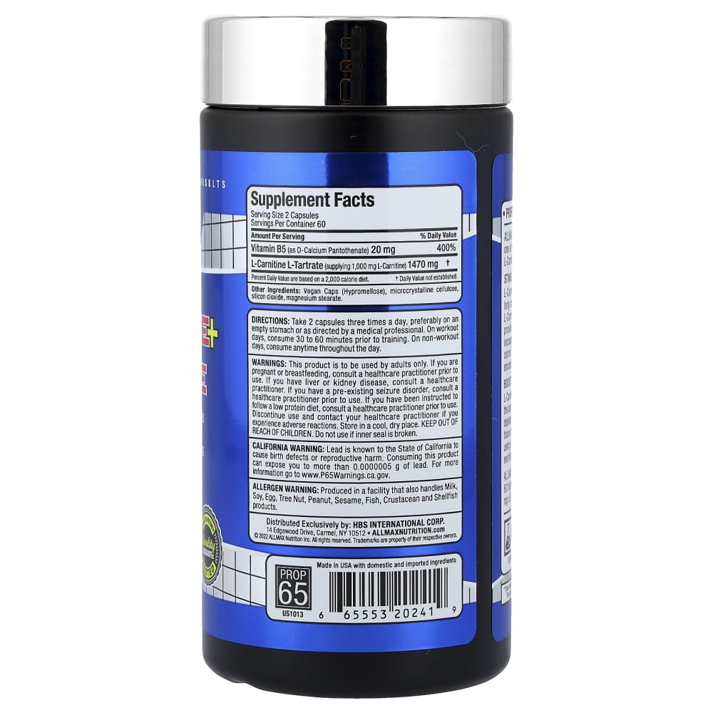 allmax essentials l-carnitine Essentials, + Tartrate, 120 Capsules which is known to Insomnia and Cognitive Functions: depresion Pack Size:90 Days Pack