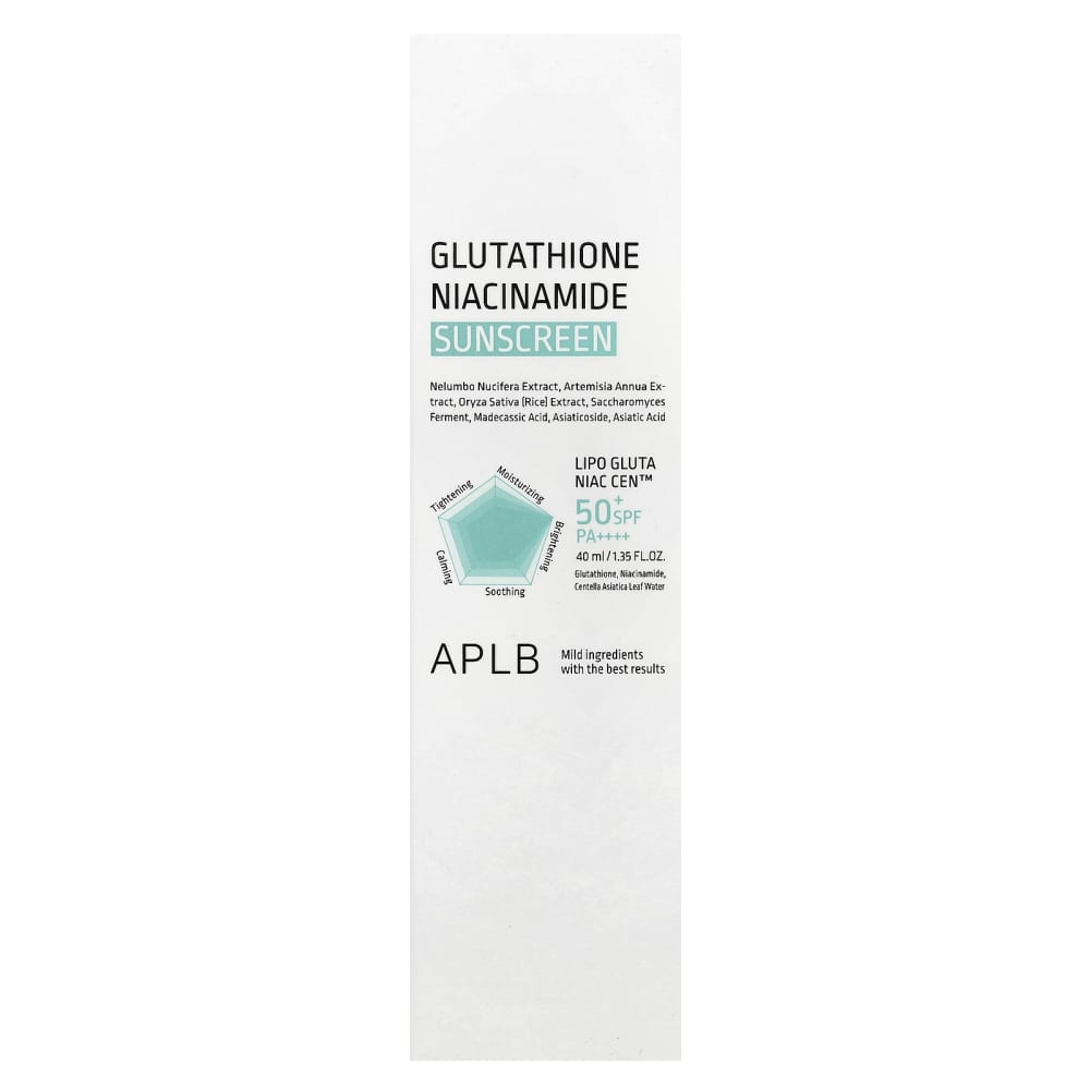 aplb - glutathione niacinamide sunscreen review Niacinamide, Sunscreen, SPF 50+ PA ++++, 1.35 fl oz (40 ml) Advanced Maternal Age & including sensitive skin Category_Probiotics Pack Size Select:30 CAPSULES