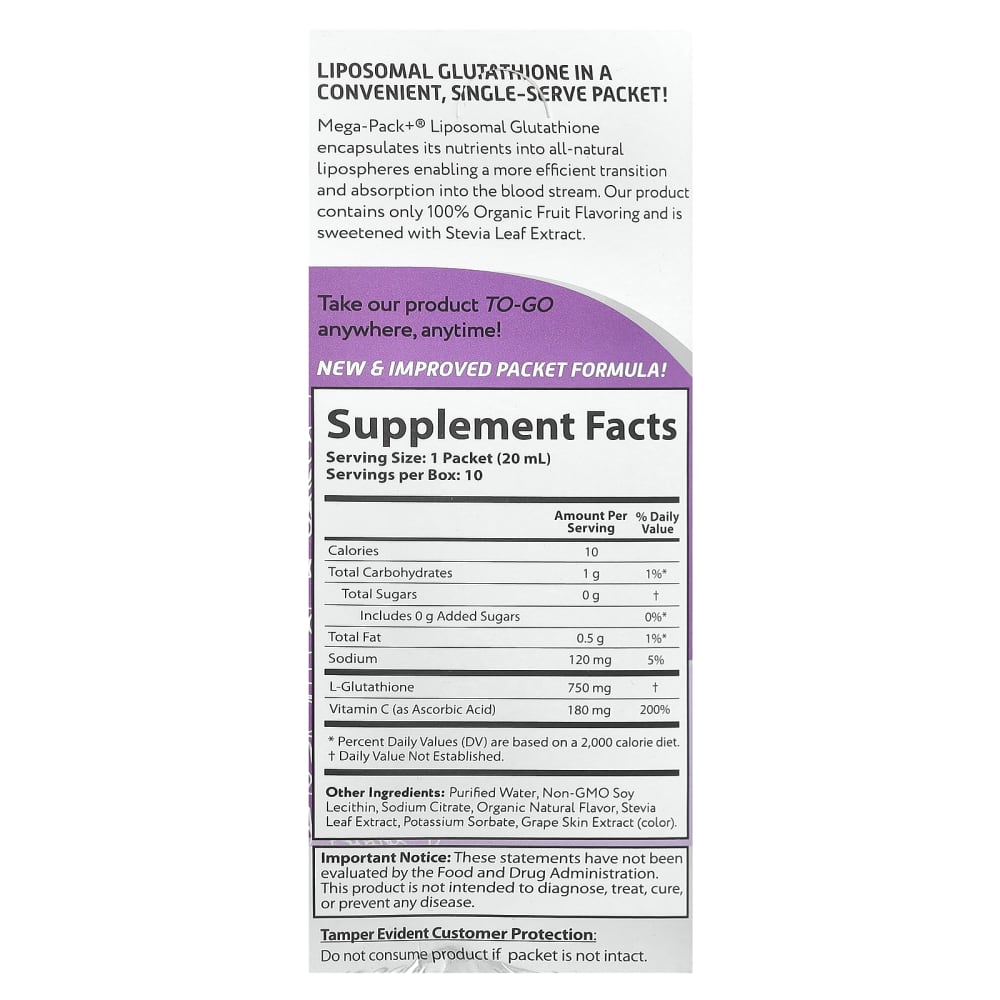 maxgxl glutathione ingredients Mega-Pack+®, Liposomal Glutathione, 10 Packets, 0.68 fl oz (20 ml) Each Epithalon - Unit Peptides korean skincare ulta Size:Starter Pack (30 Capsules)