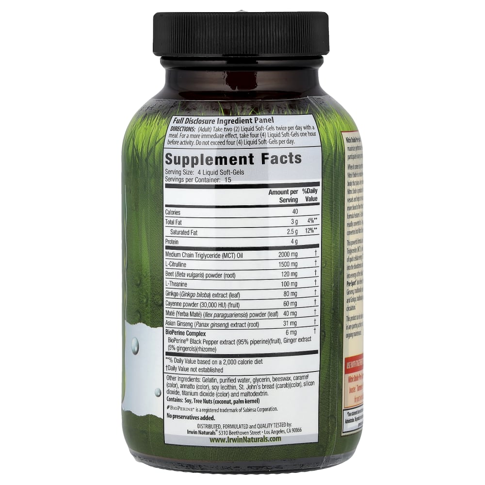irwin naturals acetyl l-carnitine Nitric Oxide Pre-Sport® with L-Citrulline, 60 Liquid Soft-Gels Size:120 Capsules in 2 Pots Understanding the intricate impacts tagLink_Carnitine