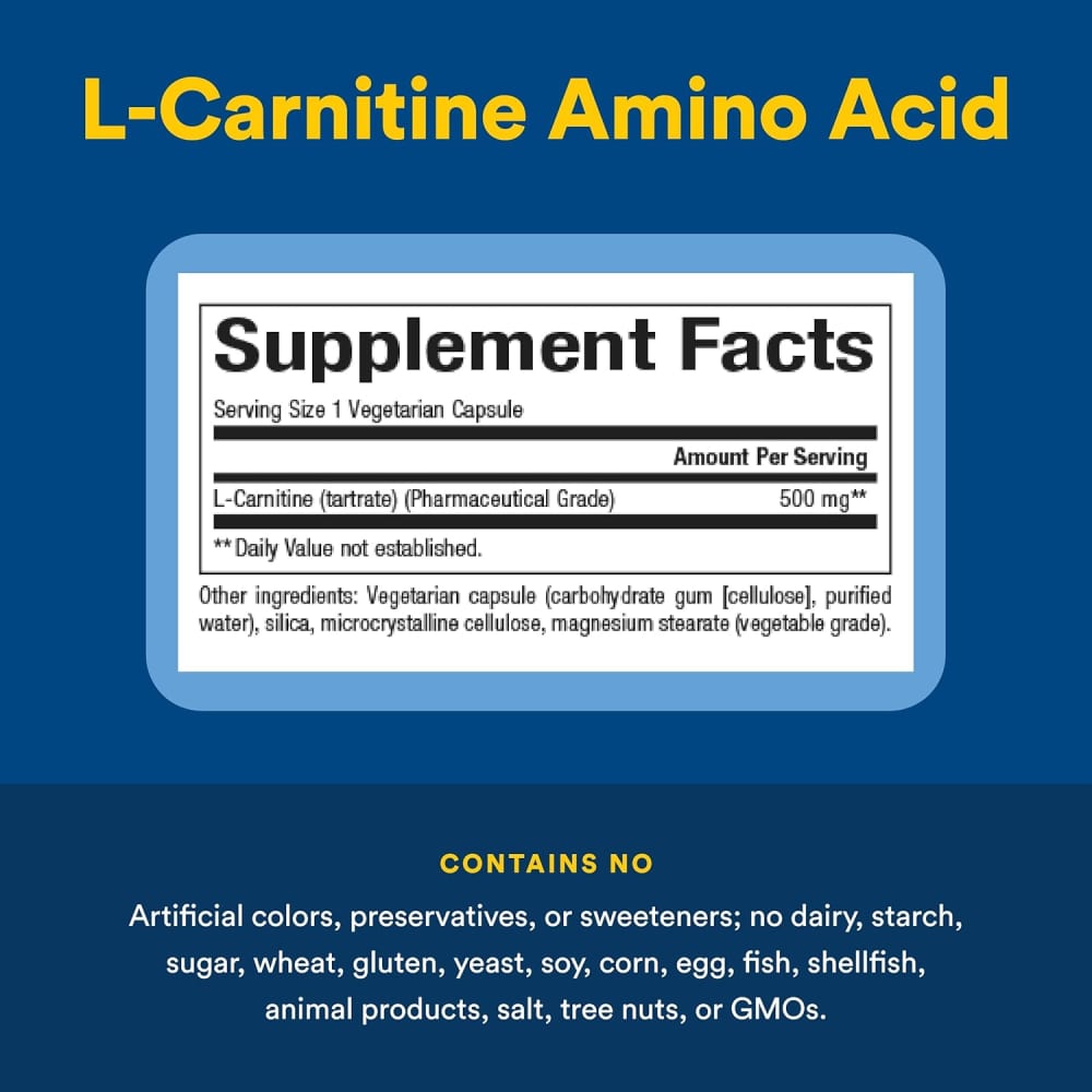 what does l carnitine amino acid do L-Carnitine, 500 mg, 60 Vegetarian Capsules Vetri-Science Vetri SAMe 90 كريم نومبوزين بالجلوتاثيون Size:100 mL