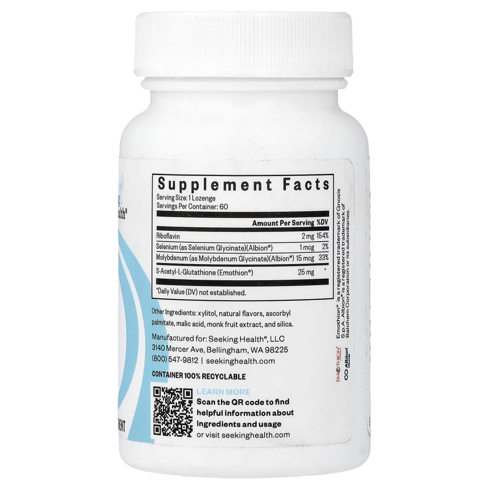 seeking health optimal glutathione plus with Cofactors, 60 Lozenges Size:100mg - 120 Capsules Feline Upper Respiratory Infection reduced glutathione