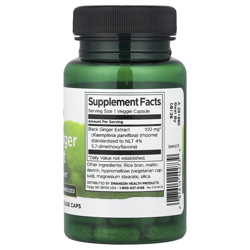 Black Ginger Extract, 100 mg, 30 Veggie Caps