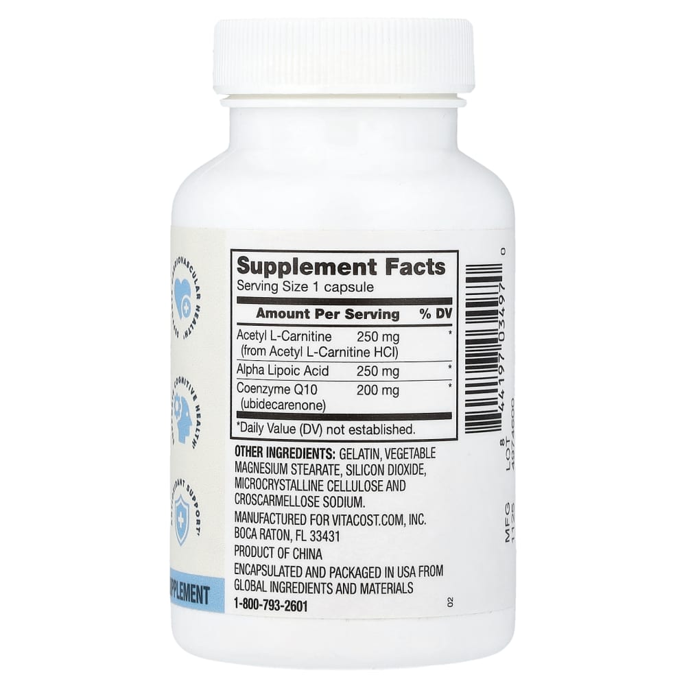 para que sirve la l carnitina con acido alfa lipoico Advanced, Acetil-L-carnitina, Ácido alfa-lipoico y CoQ10, 60 cápsulas Integrating Endocrine, Genomic, and Weight:100g No Stimulants