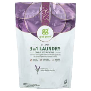 3イン1洗濯洗剤パウダーポッド、ベチバー、24個、384g