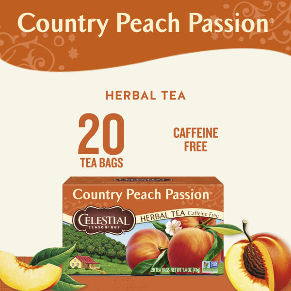 Herbal Tea, Country Peach Passion®, Caffeine Free, 20 Tea Bags
