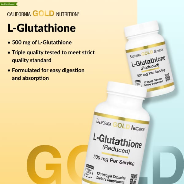 California Gold Nutrition, L-Glutathione, 500 mg, 30 Capsules