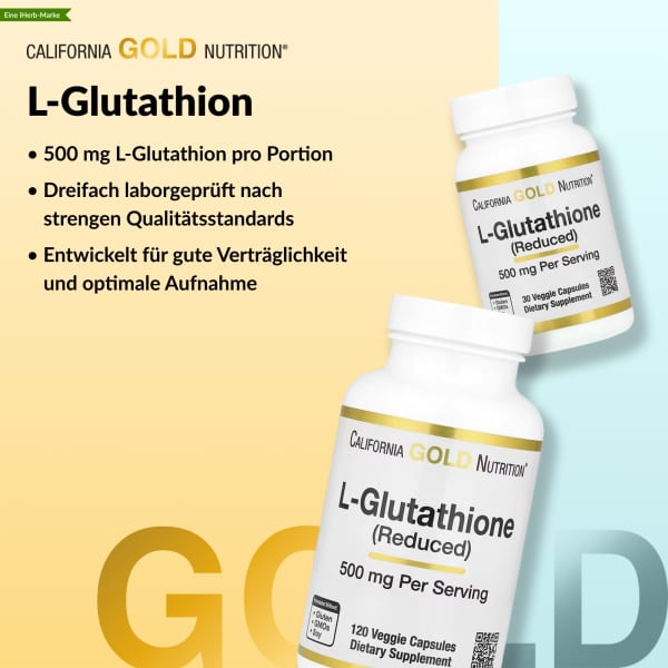 L-Glutathione (Reduced), (reduziertes) L-Glutathion, 500 mg, 120 pflanzliche Kapseln