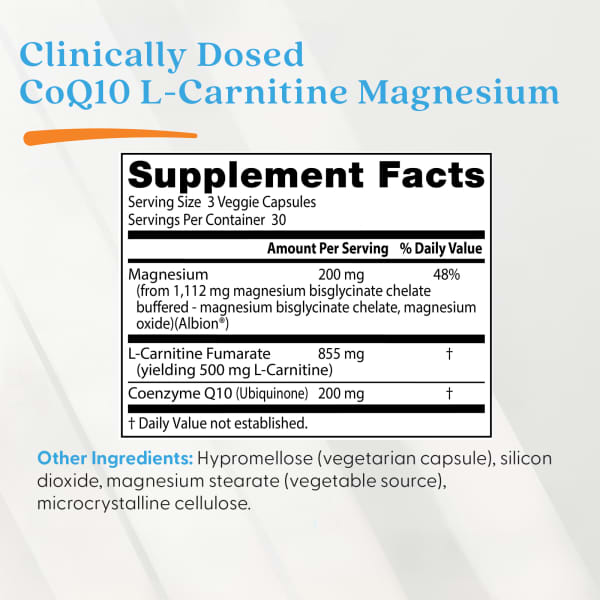 coenzyme q10 & l carnitine tablets uses CoQ10 L-Carnitine Magnesium, 90 Veggie Caps recommended dosage for bpc Pain relief injection Select a pack:2 MONTH PACK
