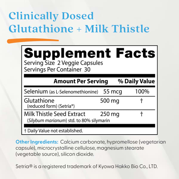 Glutathione + Milk Thistle , 60 Veggie Caps