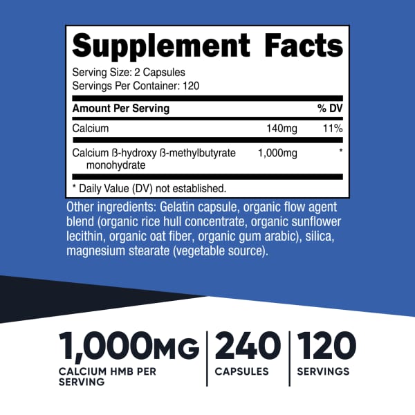 HMB（β-ヒドロキシ-β-メチル酪酸）、240粒（1粒あたり500mg）