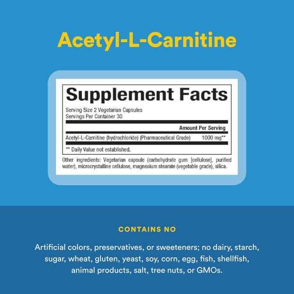 nih office of dietary supplements carnitine fact sheet acetyl-l-carnitine Acetyl-L-Carnitine, 500 mg, 60 Vegetarian Capsules Hydration Room IV Therapy Specialized Testing MG:50mg