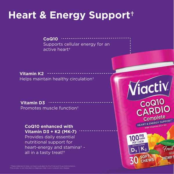 CoQ10 Cardio Complete With Vitamins D3 + K2, Fruit Fusion, 30 Soft