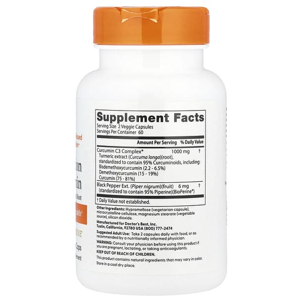 Doctor's Best High Absorption Curcumin with BioPerine, 180 capsules, view 2