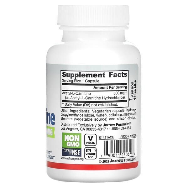 Jarrow Formulas Acetyl L-Carnitine 500mg, 120 veg capsules, view 2