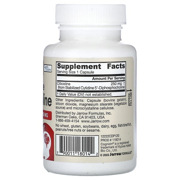 Jarrow Formulas Citicoline (CDP-Choline) 250mg, 120 capsules, view 2