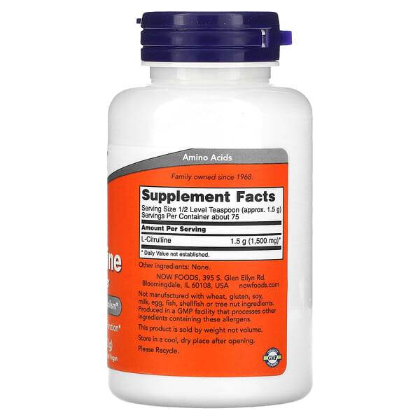 NOW Foods L-Citrulline Pure Powder, 454 g, view 2