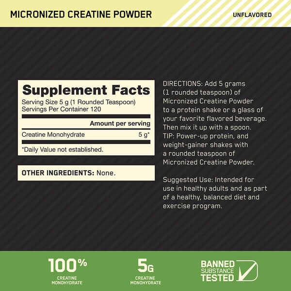 Optimum Nutrition Creatine Monohydrate Powder, 600 g, view 3