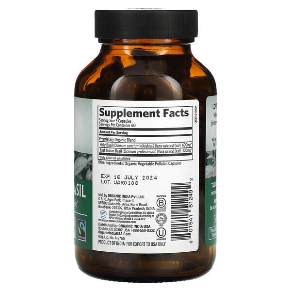 Organic India Tulsi Holy Basil, 90 veg capsules, view 2