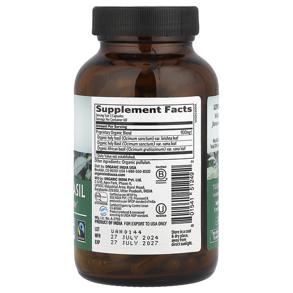 Organic India Tulsi Holy Basil, 90 veg capsules, view 3