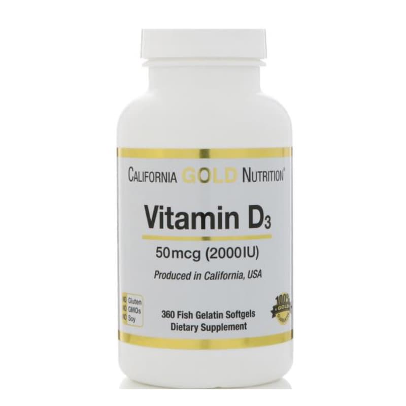 California Gold Nutrition, Vitamin D3, 50 mcg (2,000 IU), 360 Fish Gelatin Softgels