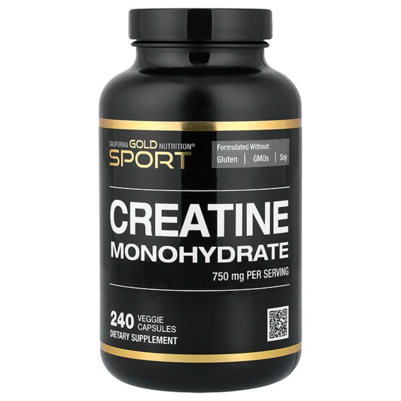 California Gold Nutrition, Sport, Pure Creatine Monohydrate, 750 mg, 240 Veggie Capsules
