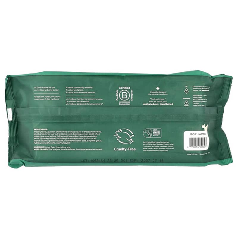 Earth Rated, Dog Wipes, Unscented, 100 Wipes