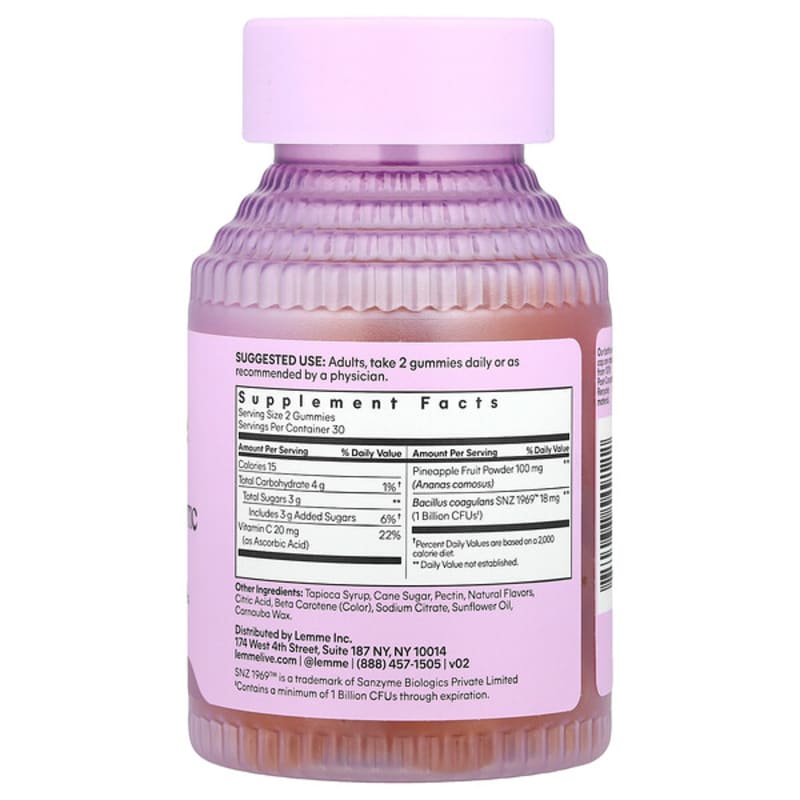 Lemme, Purr, Vaginal Probiotic Gummies, Pineapple, 60 Gummies