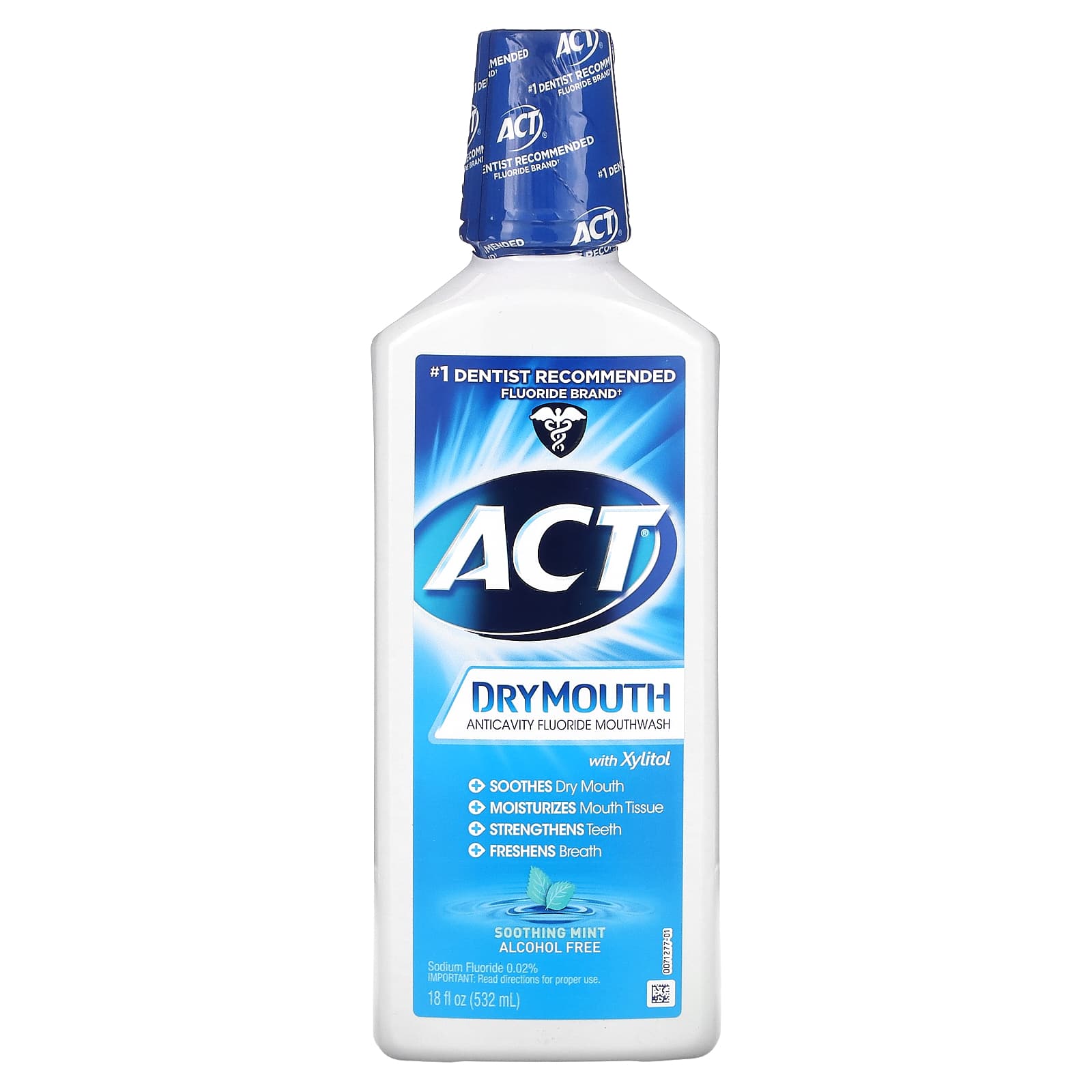 Act, Dry Mouth, фторсодержащий ополаскиватель для рта с ксилитолом, без спирта, успокаивающая мята, 532 мл (18 жидк. унций)