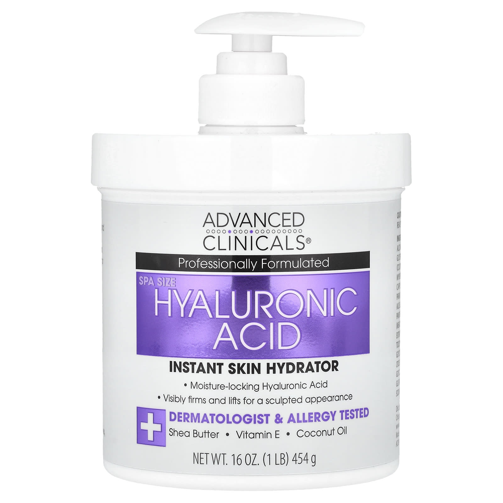 Advanced Clinicals, гиалуроновая кислота, мгновенное увлажнение кожи, 454 г (1 фунт / 16 унций)