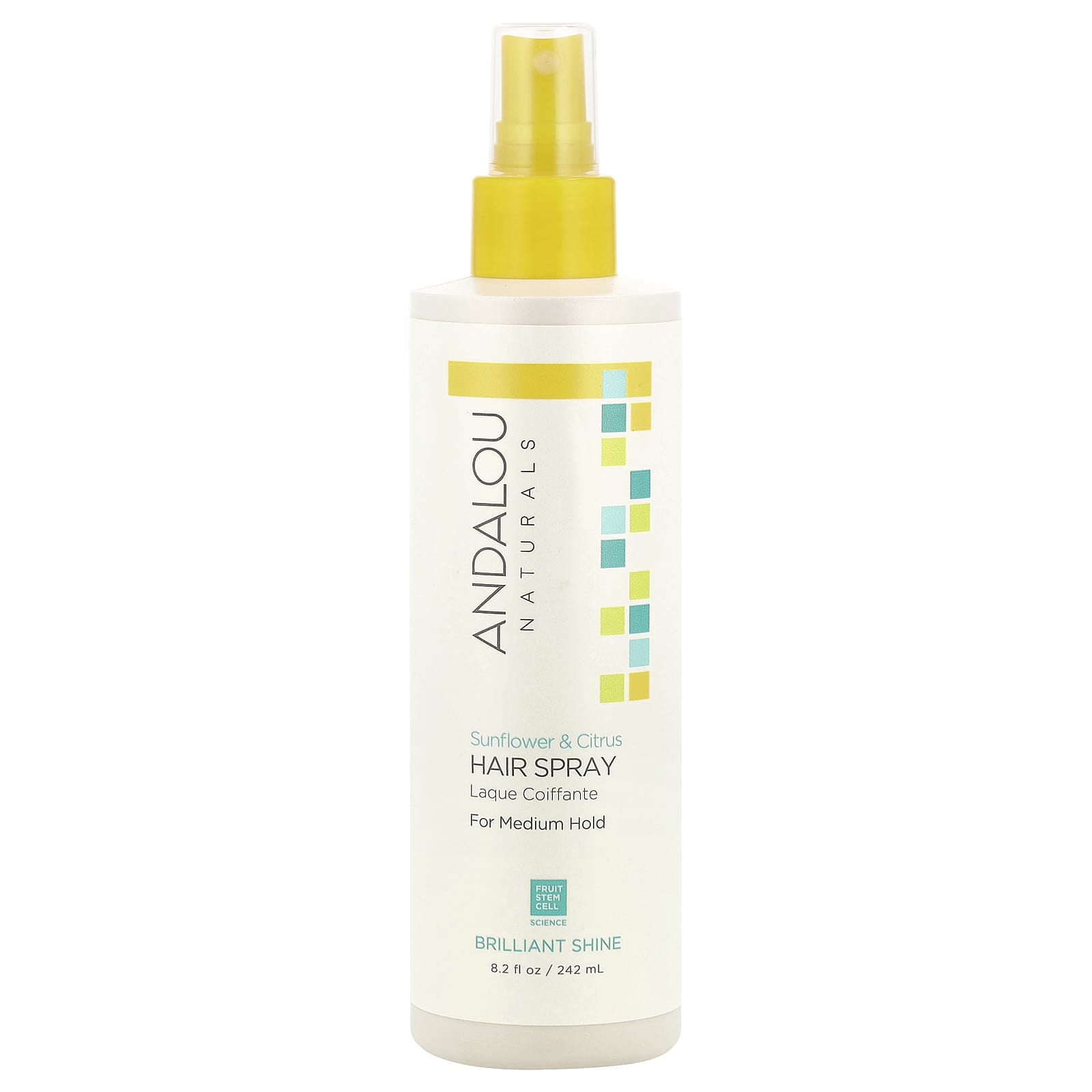 Andalou Naturals, Лак для волос, блестящее сияние, подсолнечник и цитрус, средней фиксации, 242 мл (8,2 жидкой унции)