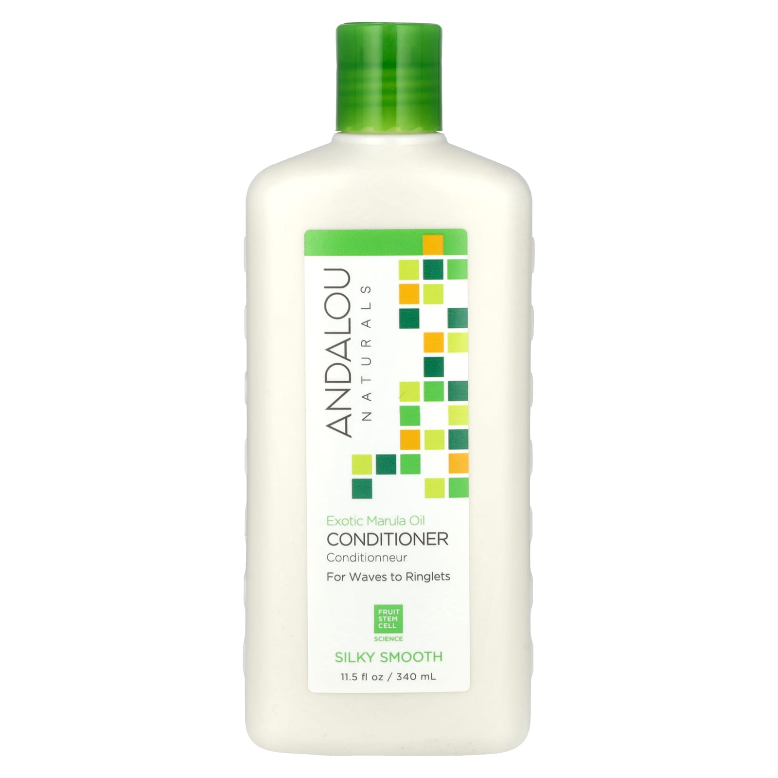 Andalou Naturals, Кондиционер, шелковистая гладкость, от волн до локонов, экзотическое масло марулы, 340 мл (11,5 жидк. Унции)