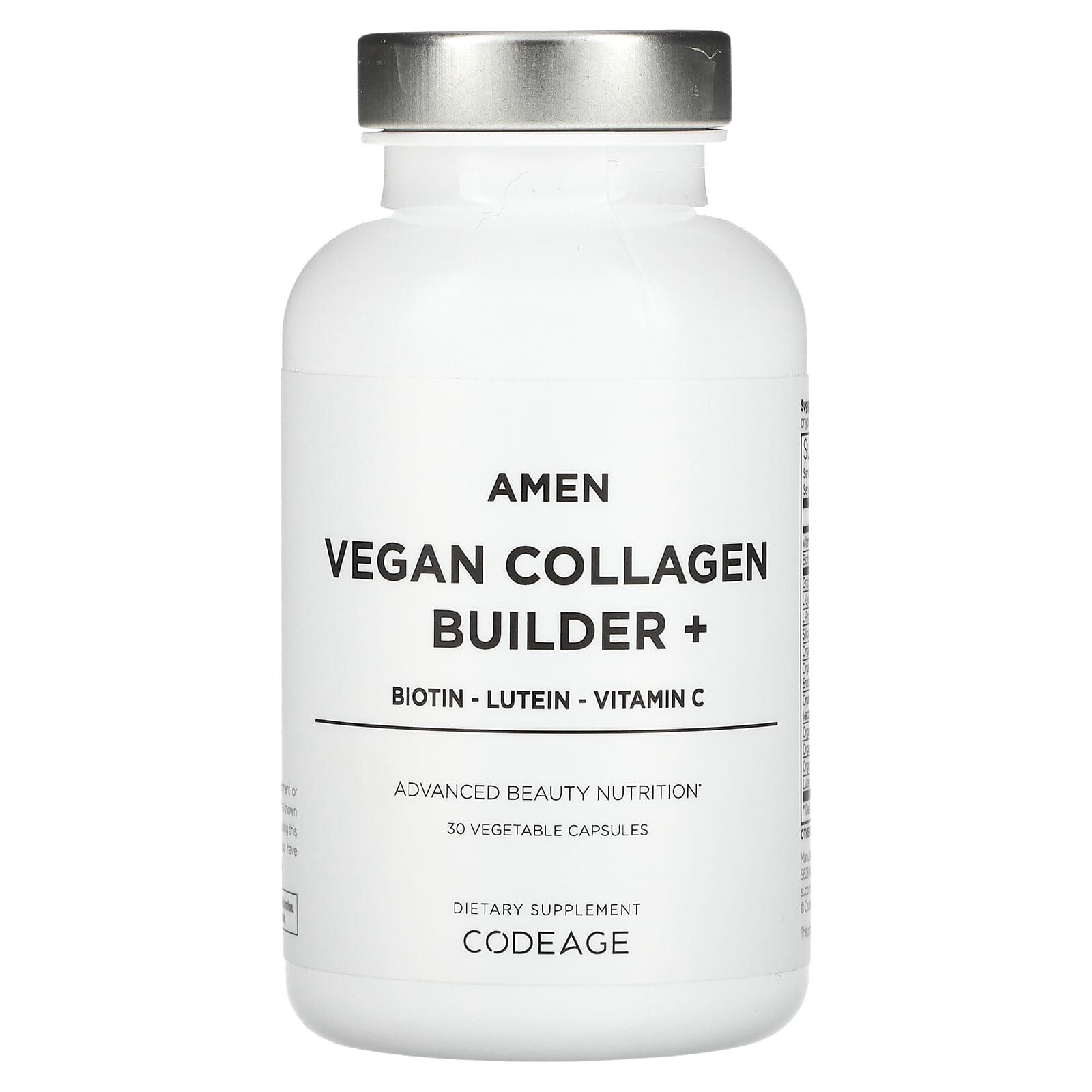 Codeage, Amen, Vegan Collagen Builder +, 30 растительных капсул