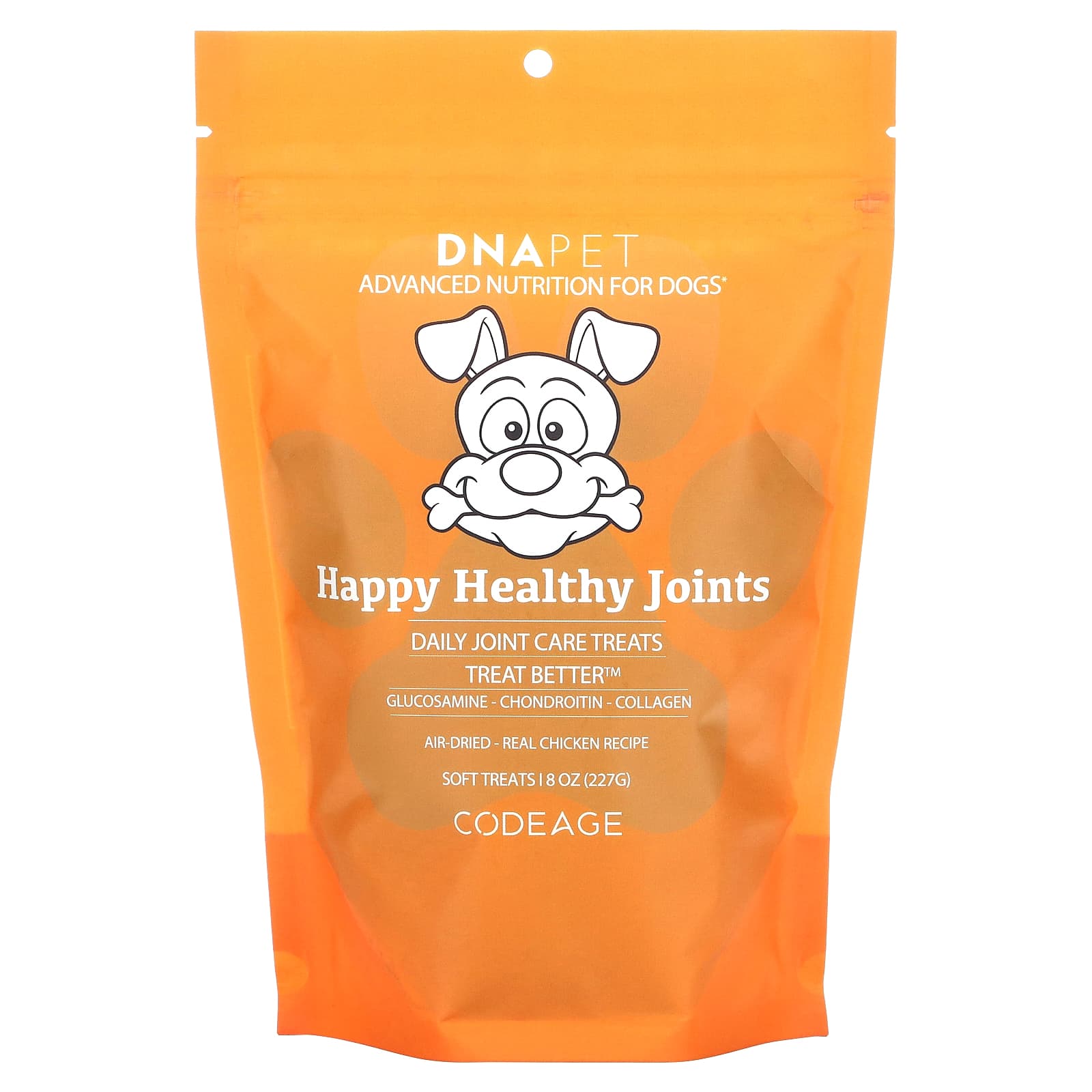 Codeage, ДНК Pet, Happy Healthy Joints, мягкое лакомство, рецепт из настоящей курицы, 227 г (8 унций)