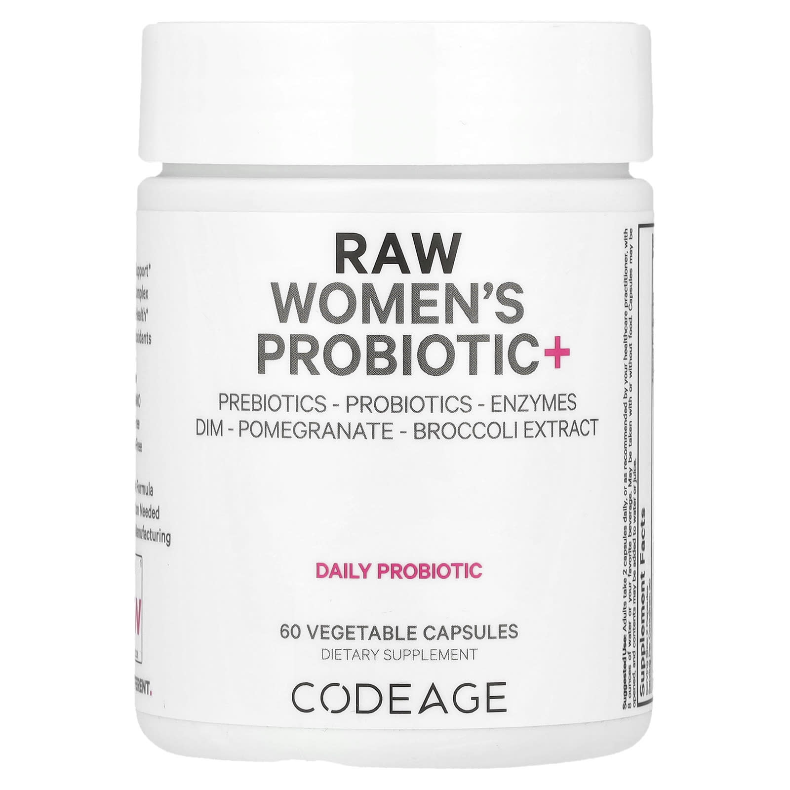 Codeage, RAW Women's Probiotic +, 60 растительных капсул