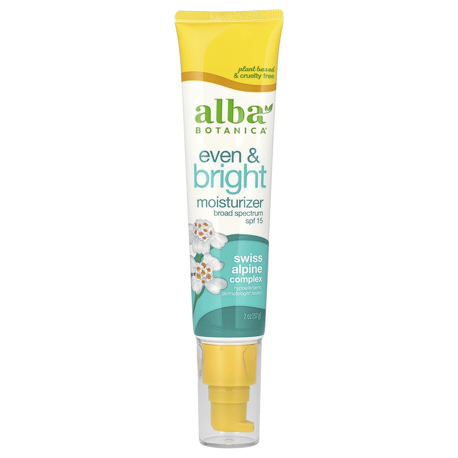 Alba Botanica, равномерное и яркое увлажняющее средство, SPF 15, 57 г (2 унции)