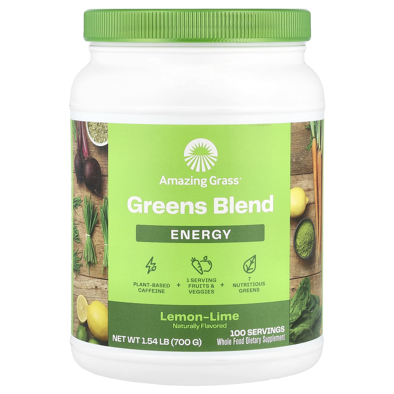 Amazing Grass Green Superfood для повышения уровня энергии лимон и лайм 700 г 15 фунта 13090₽