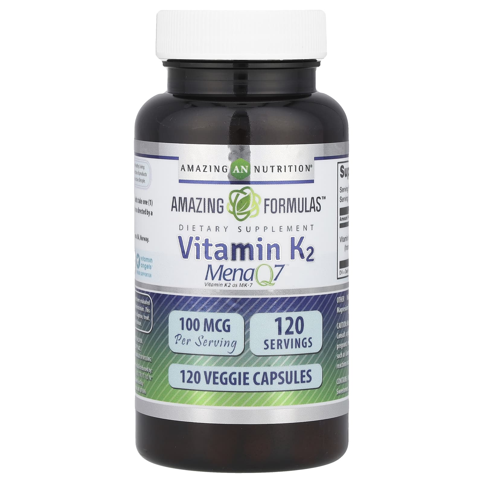 Amazing Nutrition, Amazing Formulas ™, витамин K2, 100 мкг, 120 растительных капсул