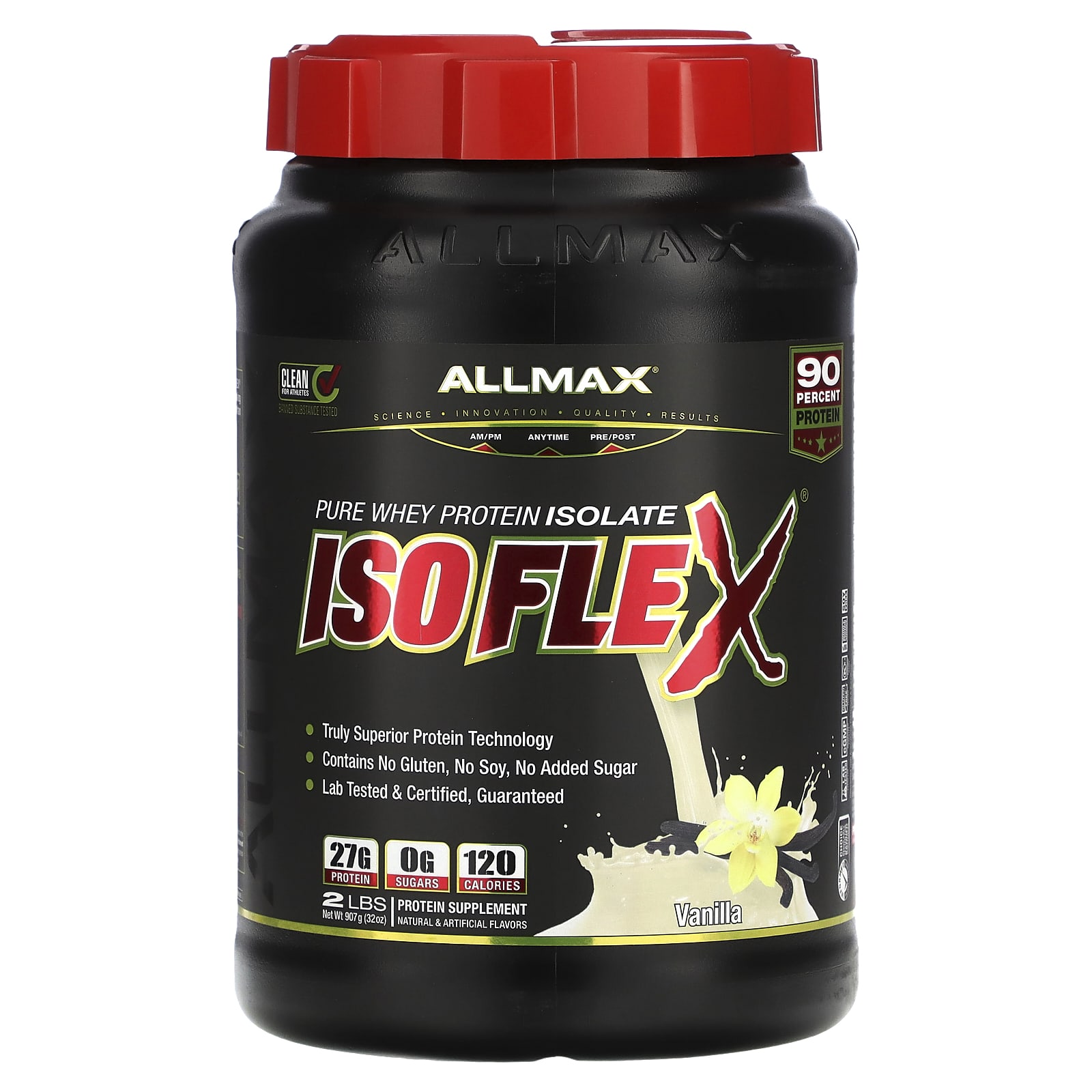 ALLMAX, ISOFLEX®, чистый изолят сывороточного протеина, ваниль, 907 г (2 фунта)