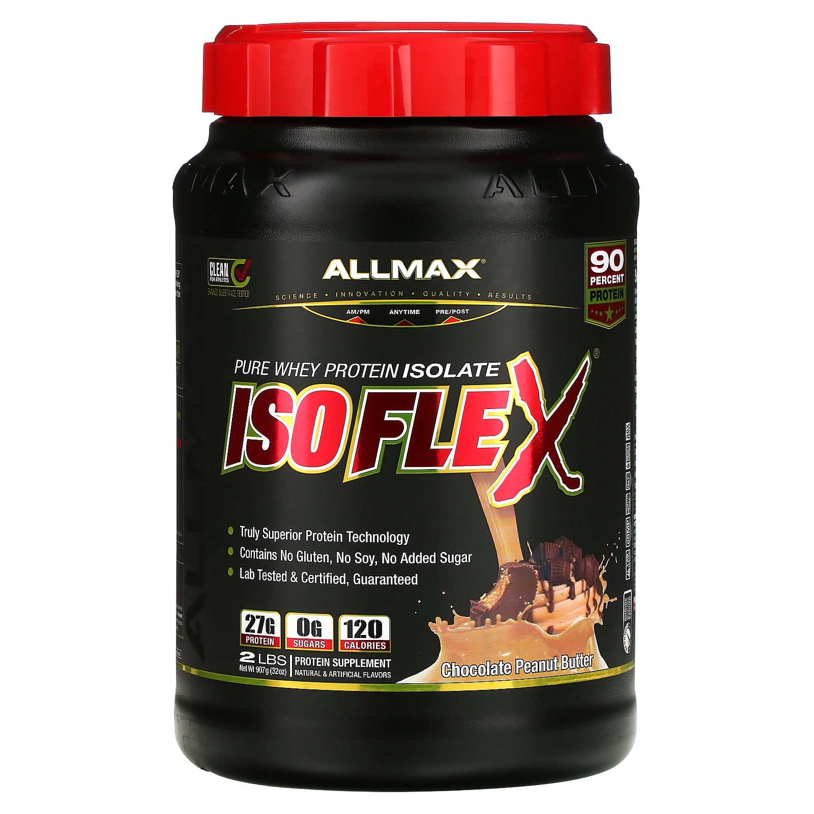 ALLMAX Isoflex чистый изолят сывороточного протеина шоколад и арахисовая паста 907 г 2 фунта 9890₽