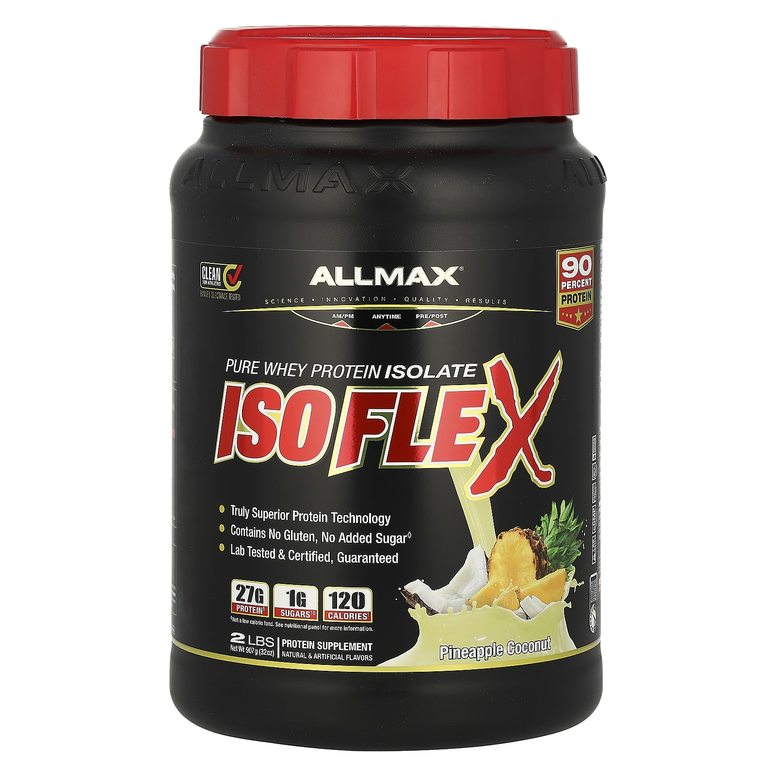 ALLMAX Isoflex чистый изолят сывороточного протеина со вкусом ананаса и кокоса 907 г 2 фунта 11690₽