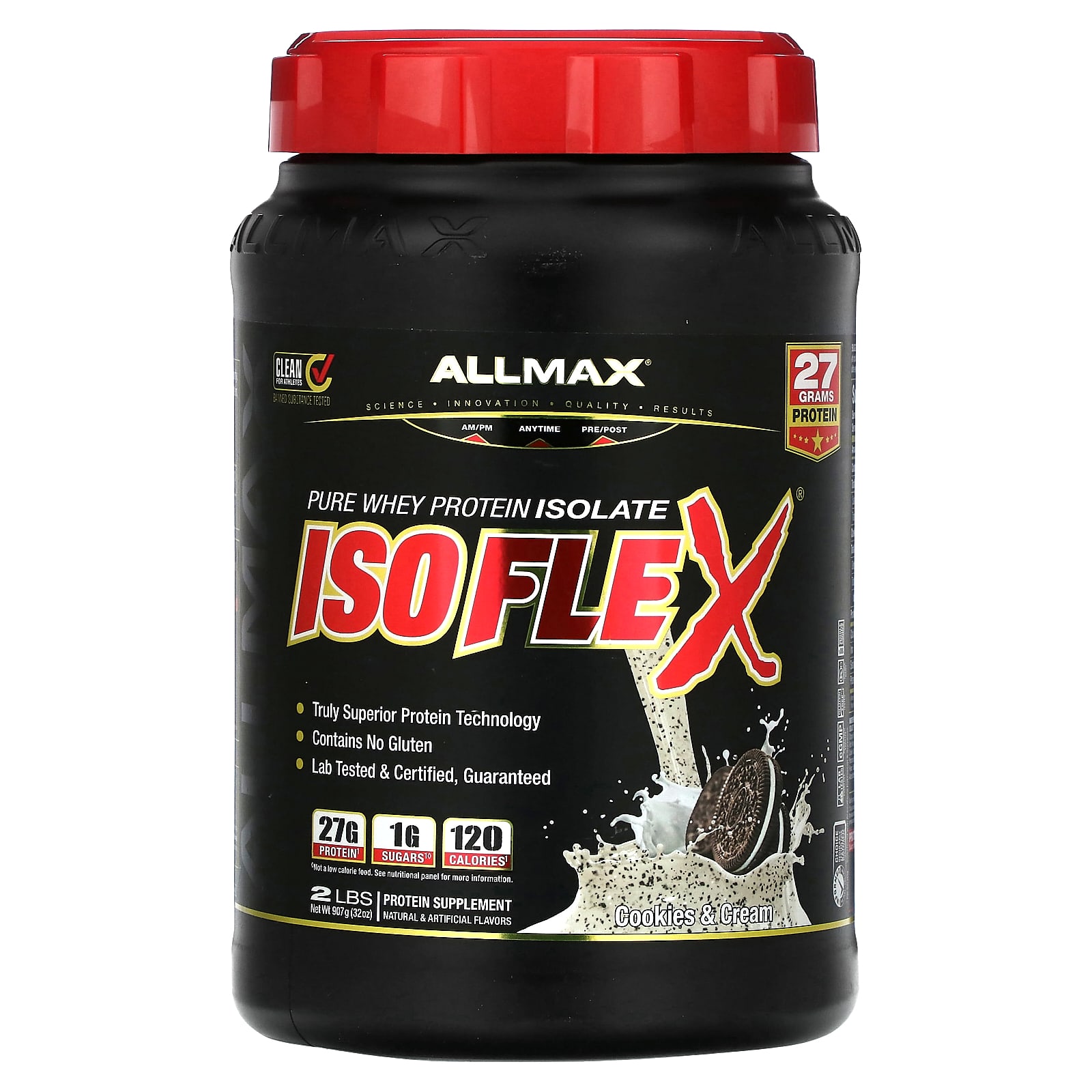 ALLMAX, ISOFLEX®, чистый изолят сывороточного протеина, печенье и сливки, 907 г (2 фунта)