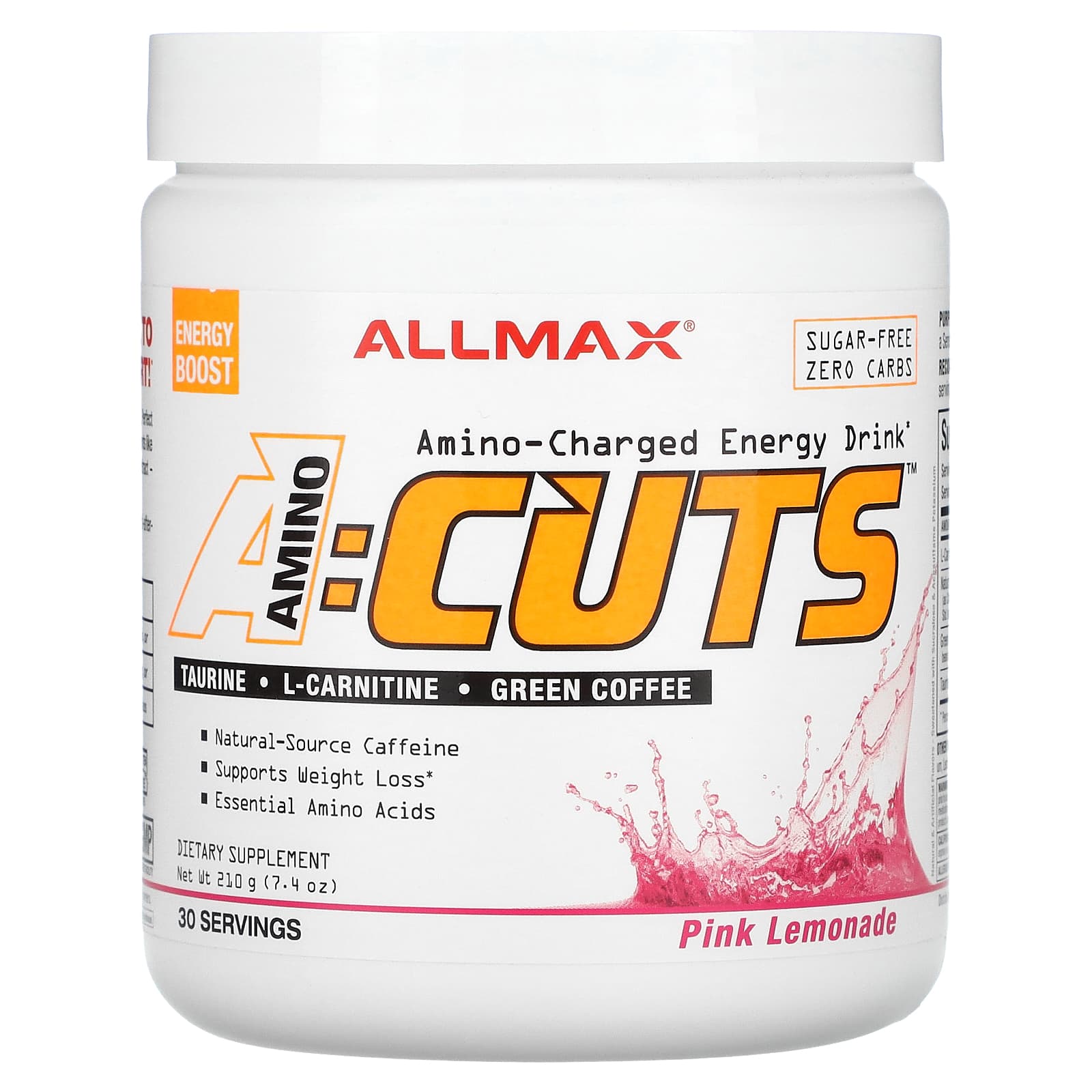 ALLMAX ACUTS энергетический напиток с аминокислотами розовый лимонад 210 г 74 унции 4090₽