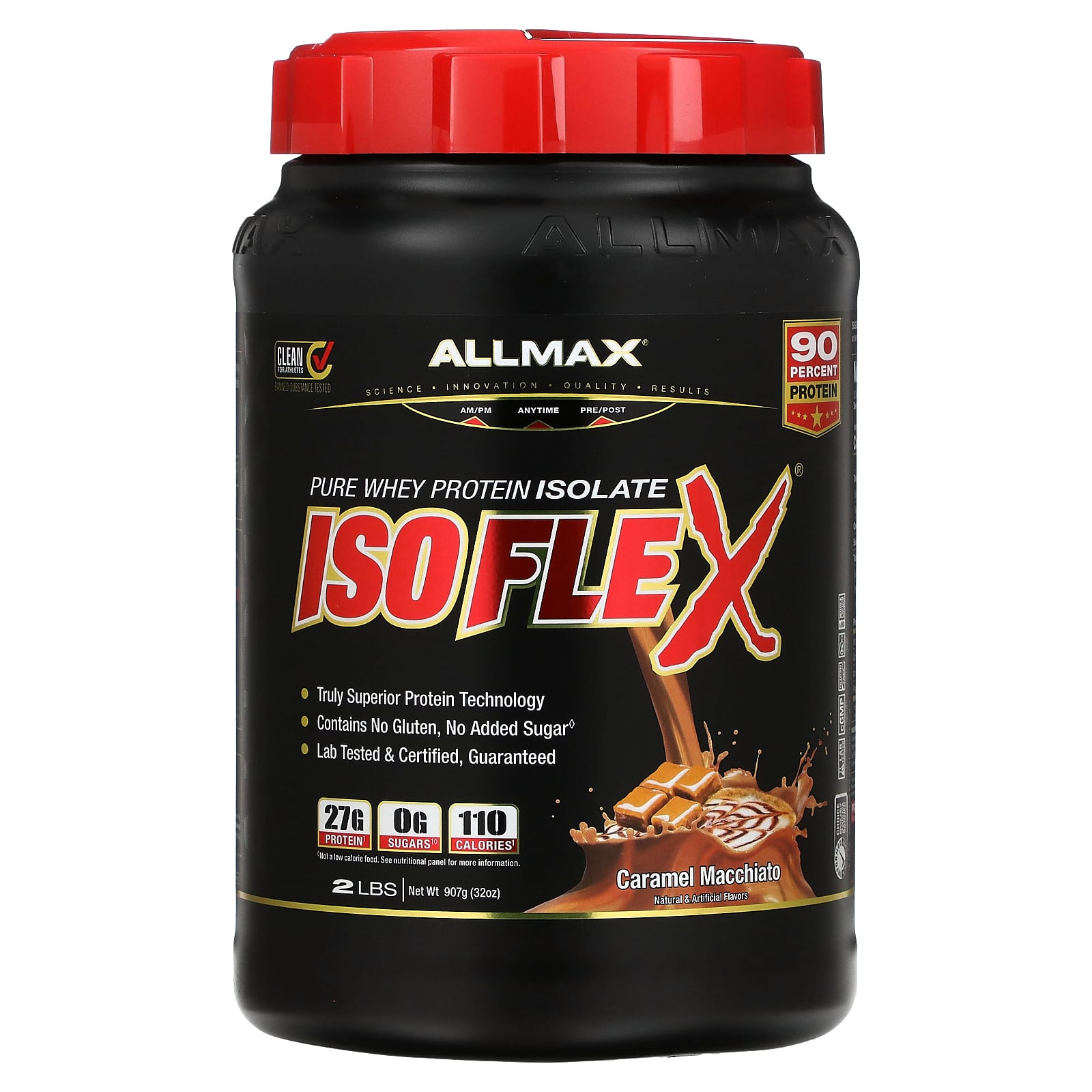 ALLMAX, ISOFLEX®, чистый изолят сывороточного протеина, карамель макиато, 2 фунта (907 г)