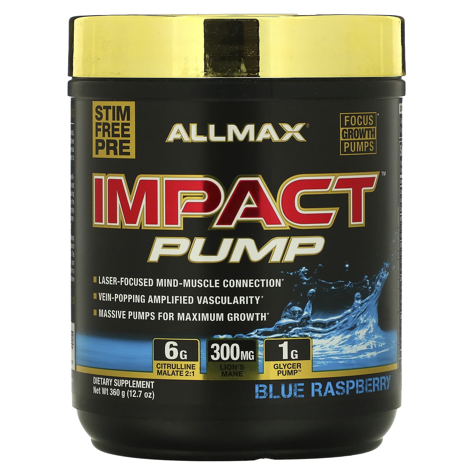 ALLMAX, Impact Pump, Голубая малина, 12,7 унции (360 г)