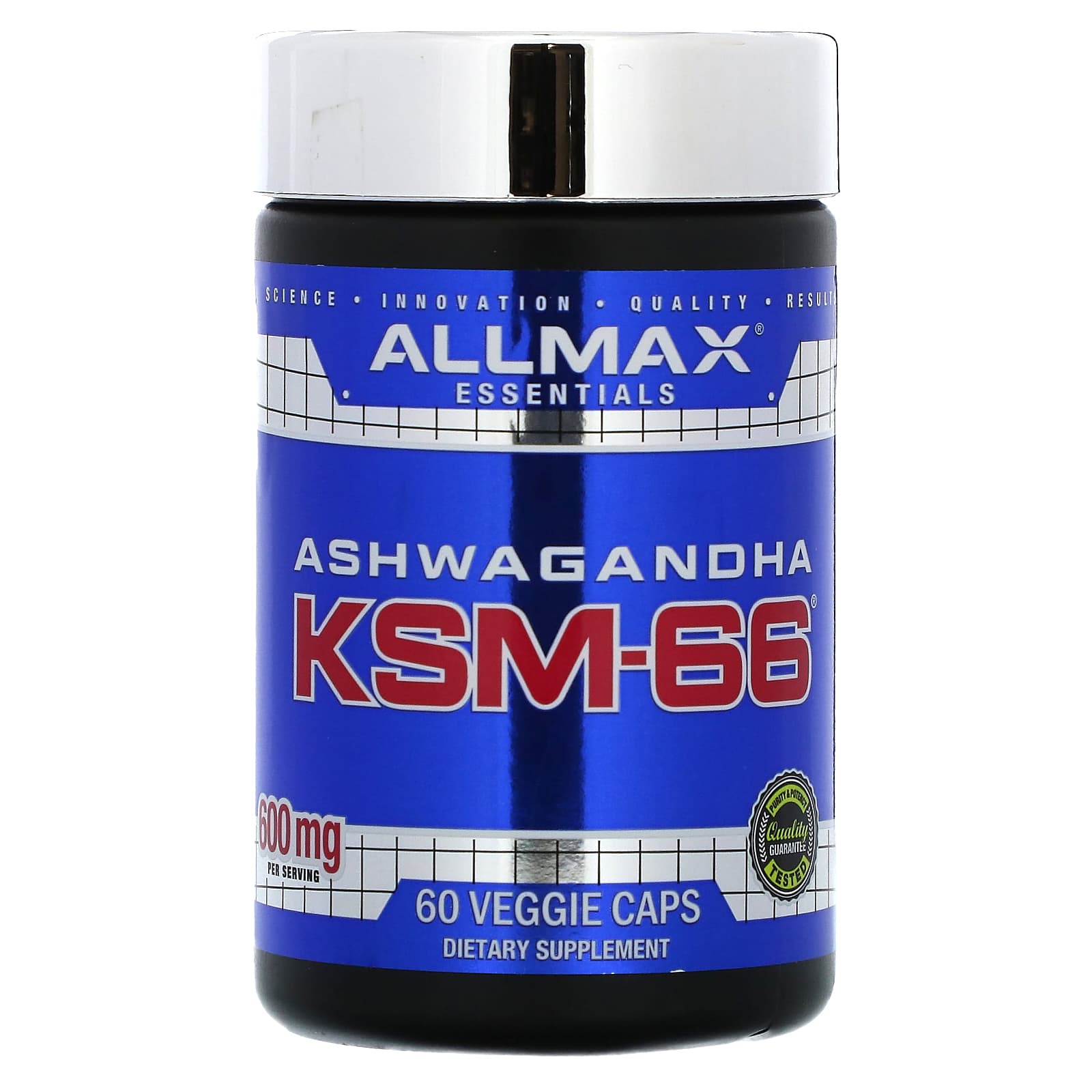 ALLMAX, Essentials, ашваганда KSM-66, 600 мг, 60 растительных капсул (300 мг на капсулу)